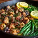 Lemon Garlic Butter Chicken and Green Beans Skillet Recipe