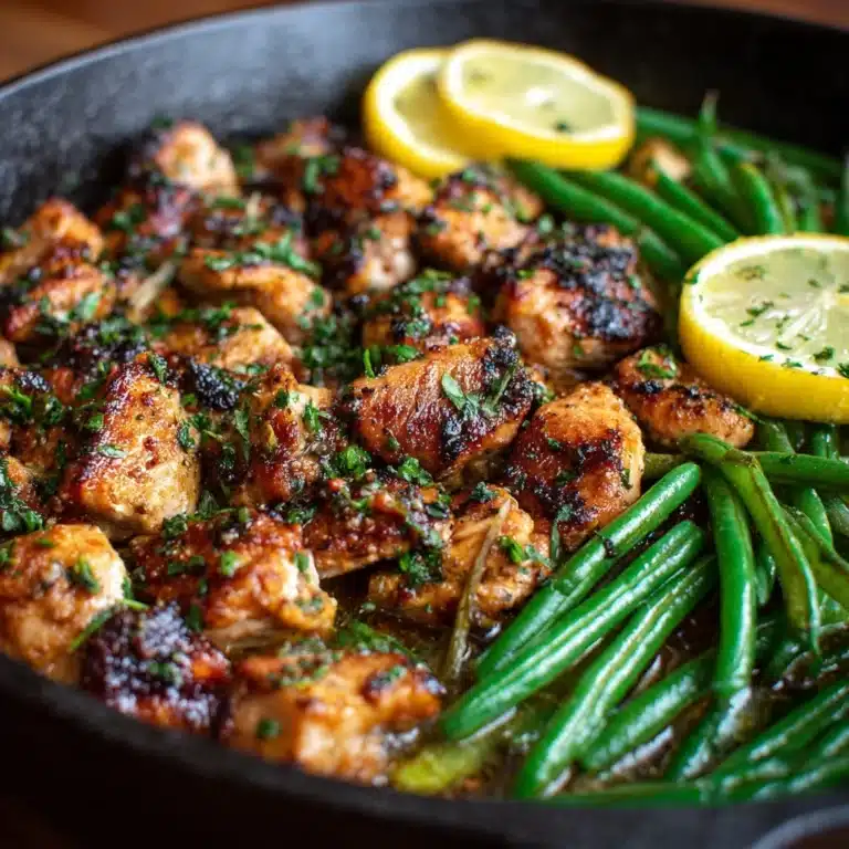 Lemon Garlic Butter Chicken and Green Beans Skillet Recipe