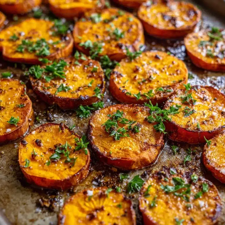 Garlic Butter Roasted Sweet Potatoes Recipe