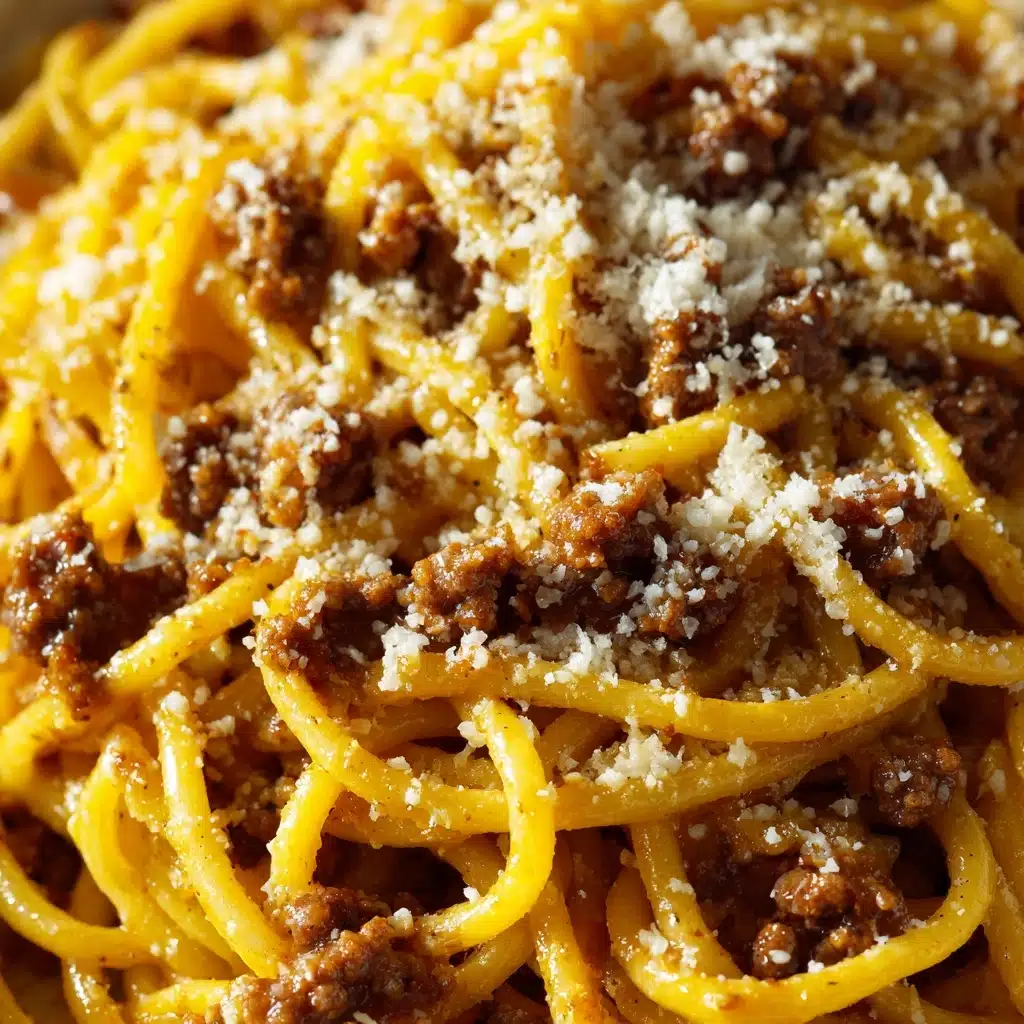 Cheesy Garlic Butter Linguine Pasta with Savory Ground Beef Recipe - Recipe Image