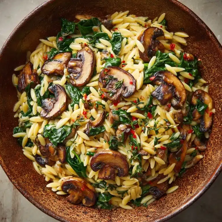 Creamy Spinach and Mushroom Orzo Recipe