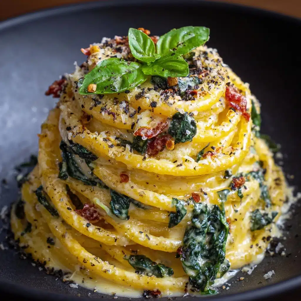 Spaghetti & Spinach with Sun-Dried Tomato Cream Sauce Recipe - Recipe Image