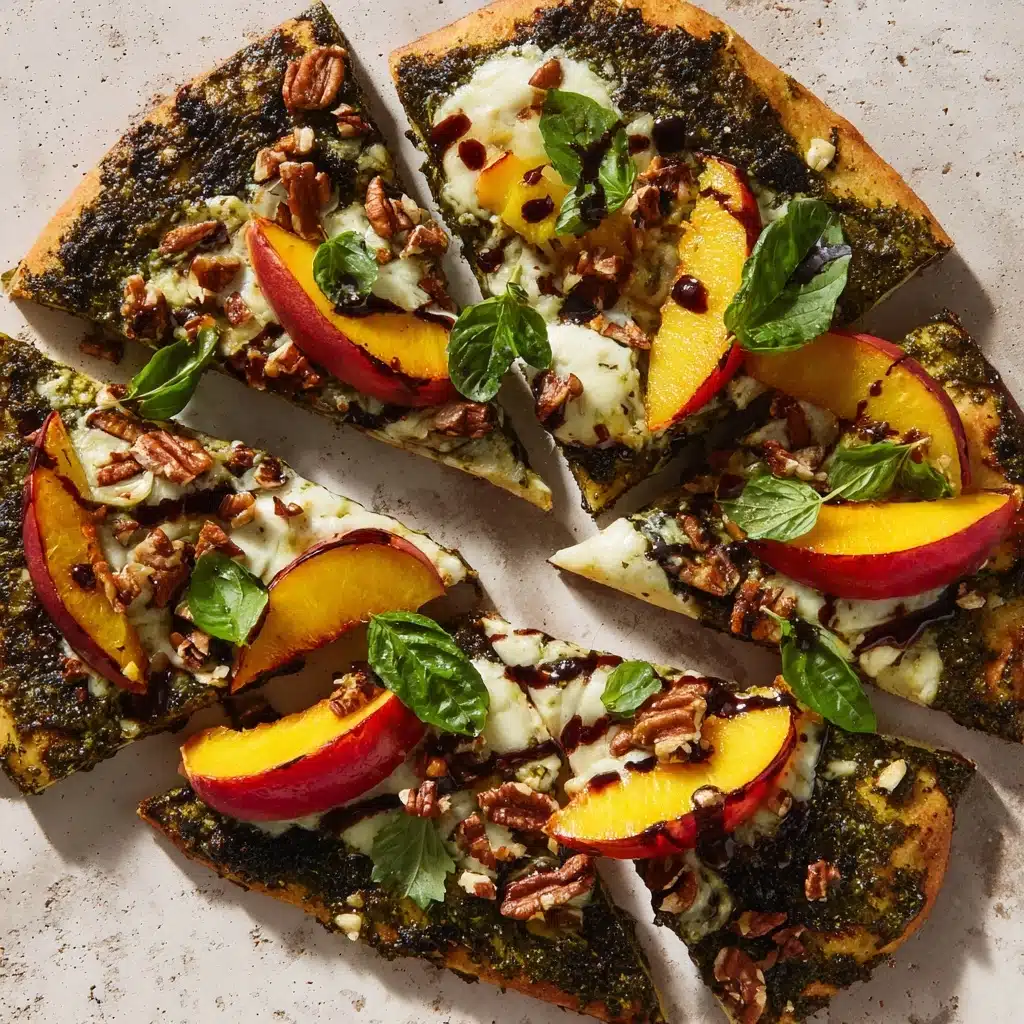 Toasted Walnut Pesto and Caramelized Nectarine Pizza with Spicy Balsamic Drizzle Recipe - Recipe Image