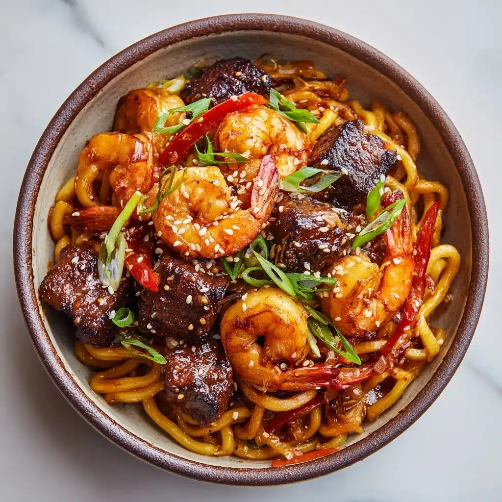 Shrimp and Steak Noodles Recipe - Recipe Image