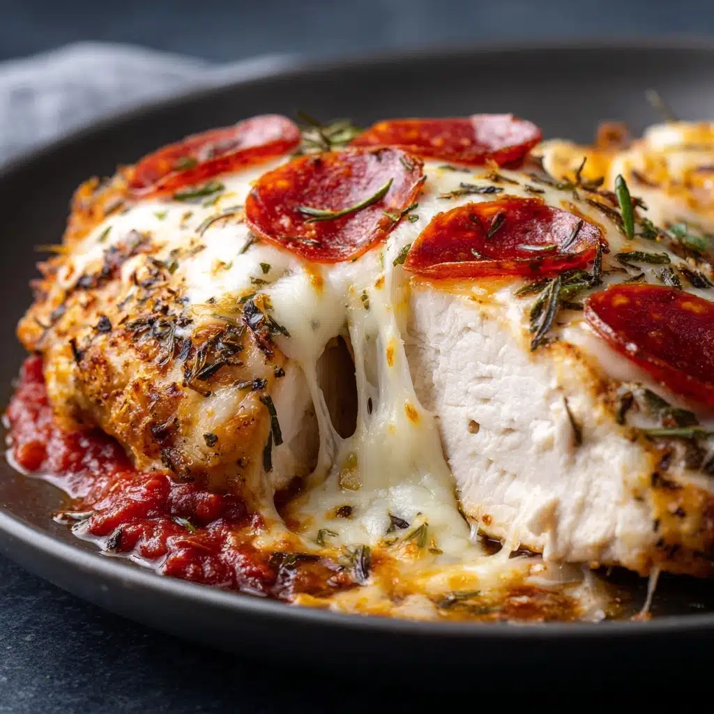 Pepperoni Pizza Stuffed Chicken Bake Recipe - Recipe Image