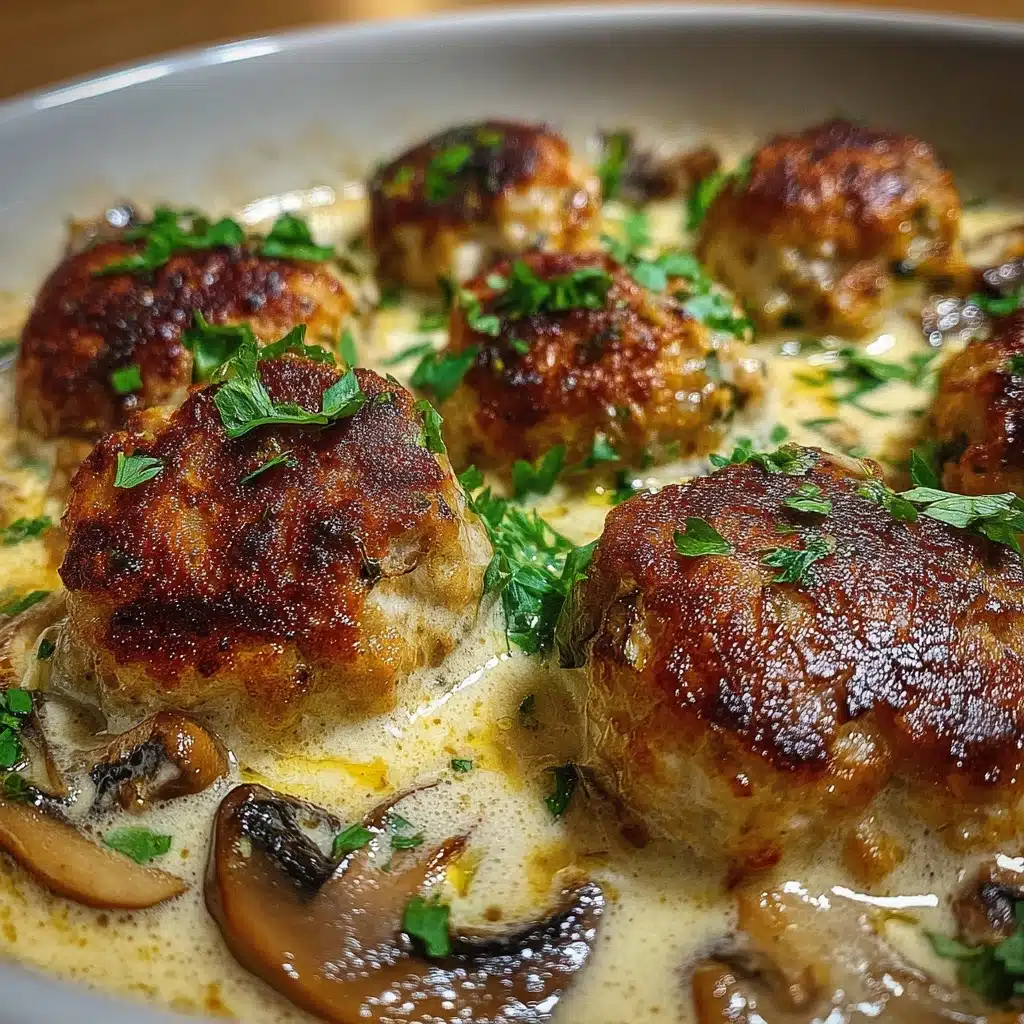 Creamy Mushroom Chicken Meatballs Recipe - Recipe Image