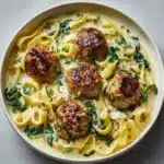Chicken Ricotta Meatballs in Spinach Alfredo Sauce Recipe