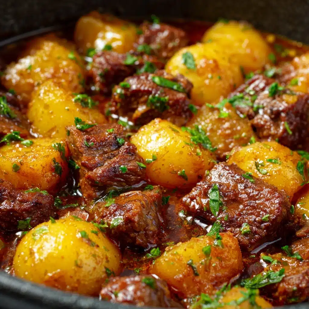 Slow Cooker Garlic Butter Beef Bites & Potatoes Recipe - Recipe Image