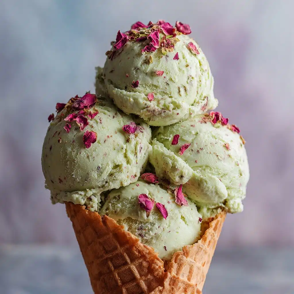 Homemade Rose and Green Pista Ice Cream Recipe
