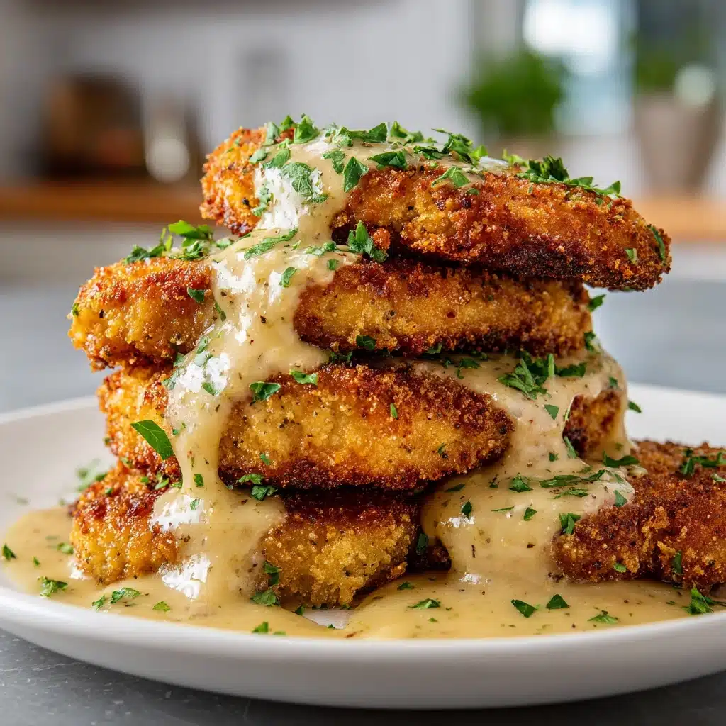 Crispy Parmesan Chicken with Dreamy Garlic Sauce Recipe - Recipe Image