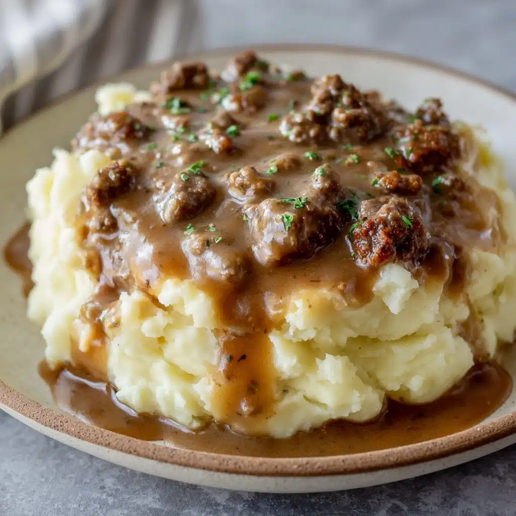 Ground Beef and Gravy Over Mashed Potatoes Recipe - Recipe Image