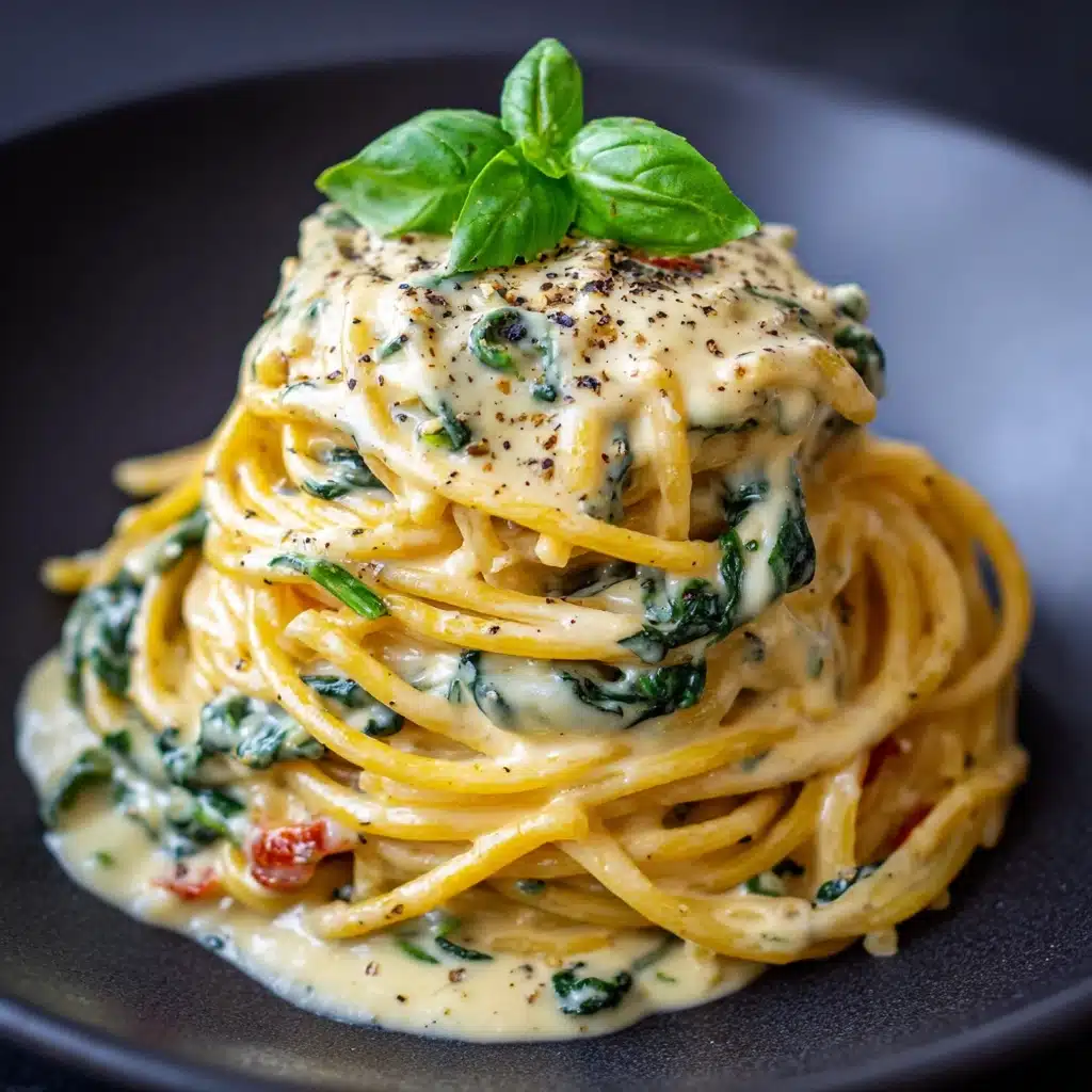 Spaghetti & Spinach with Sun-Dried Tomato Cream Sauce Recipe