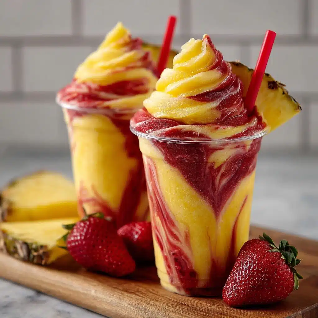 Fresh Pineapple Strawberry Swirled Slushies Recipe - Recipe Image