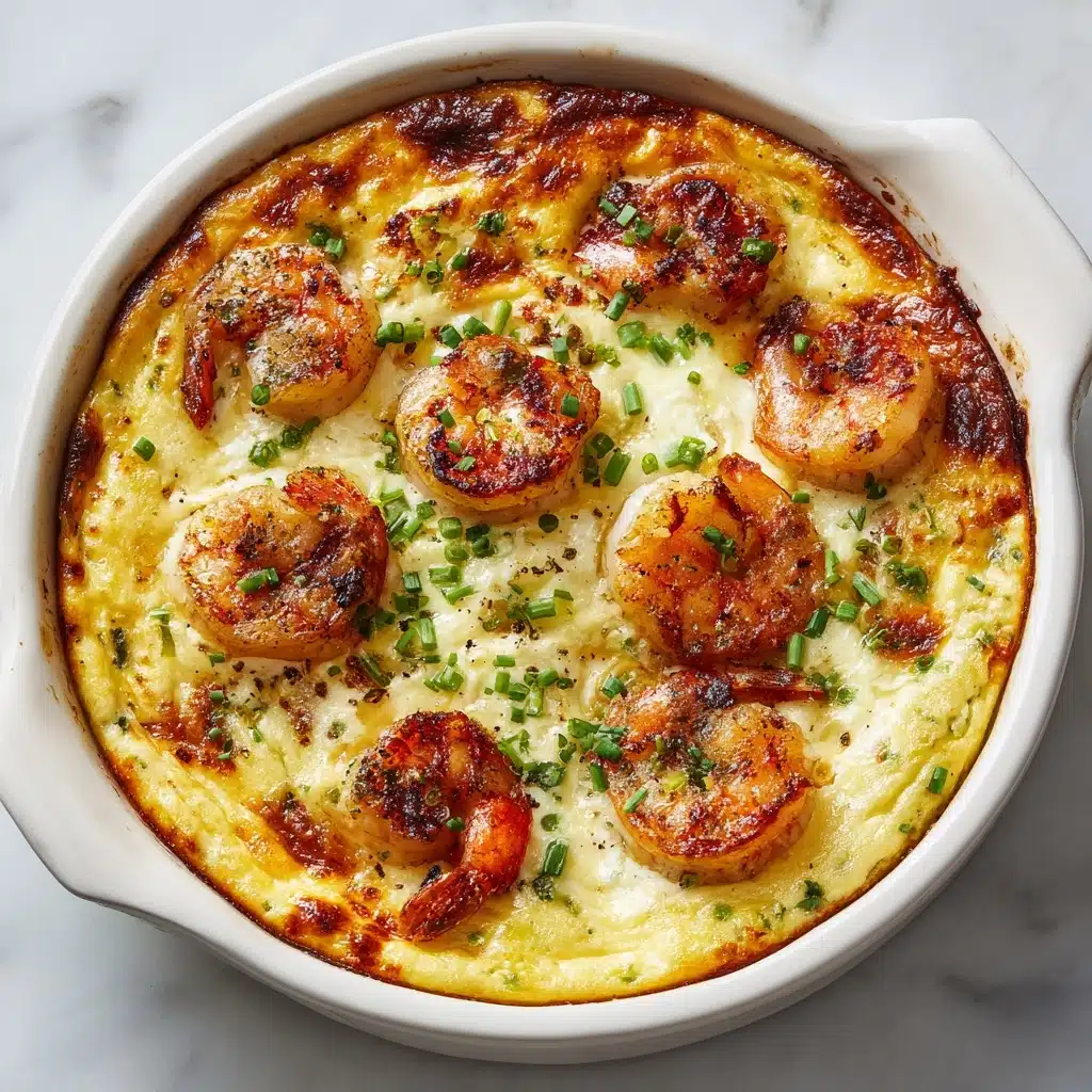 Easy Creamy Shrimp and Grits Casserole with Cheddar Crust Everyone Will Love Recipe - Recipe Image