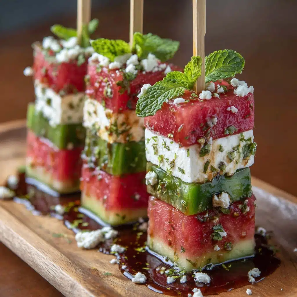 Watermelon Cucumber Feta Skewers: The Best 10-Minute Appetizer Recipe