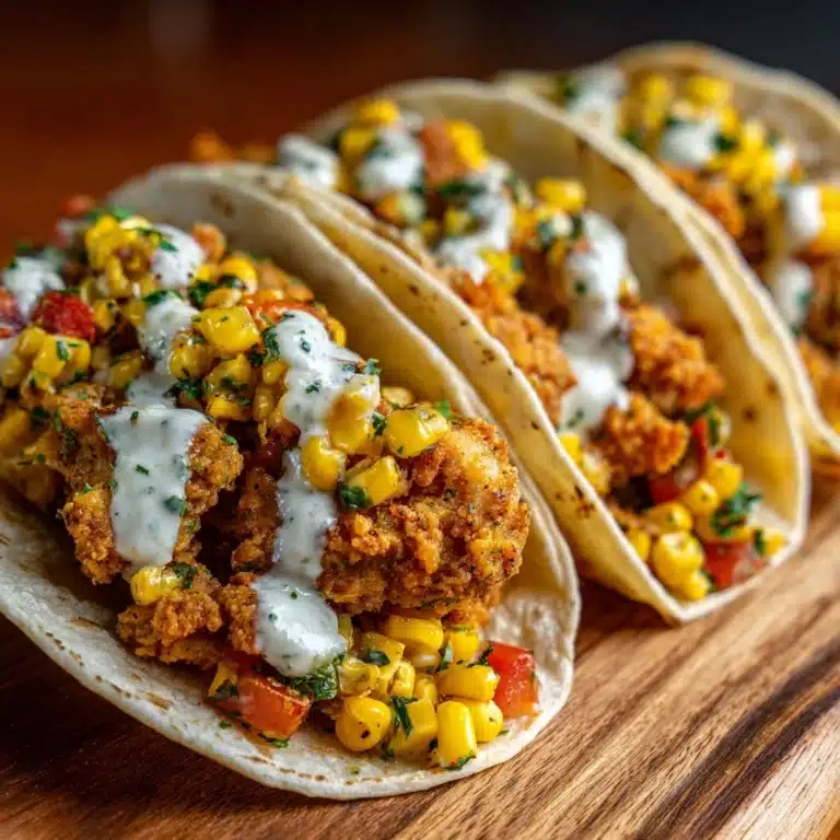 Fried Chicken Street Corn Tacos with Jalapeño Lime Recipe