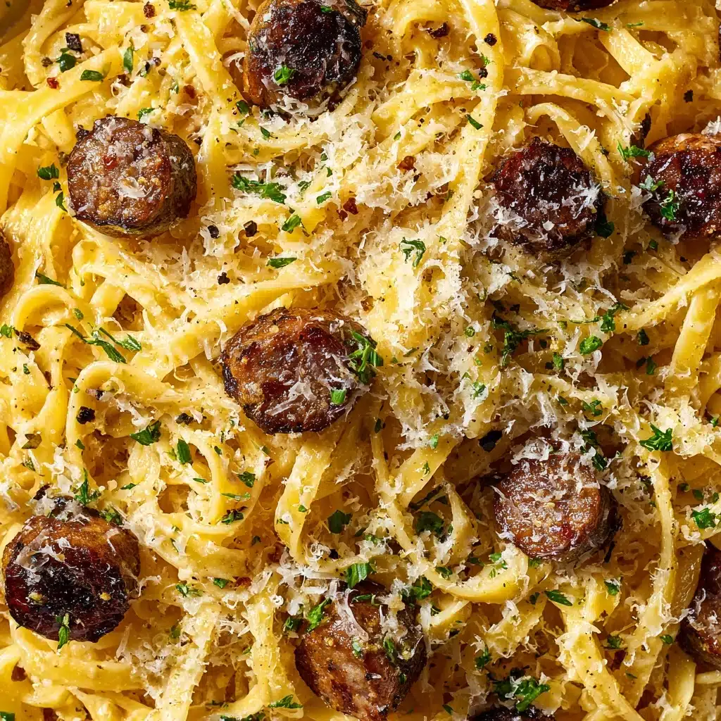 Sticky Honey Garlic Sausage Pasta Skillet Recipe - Recipe Image