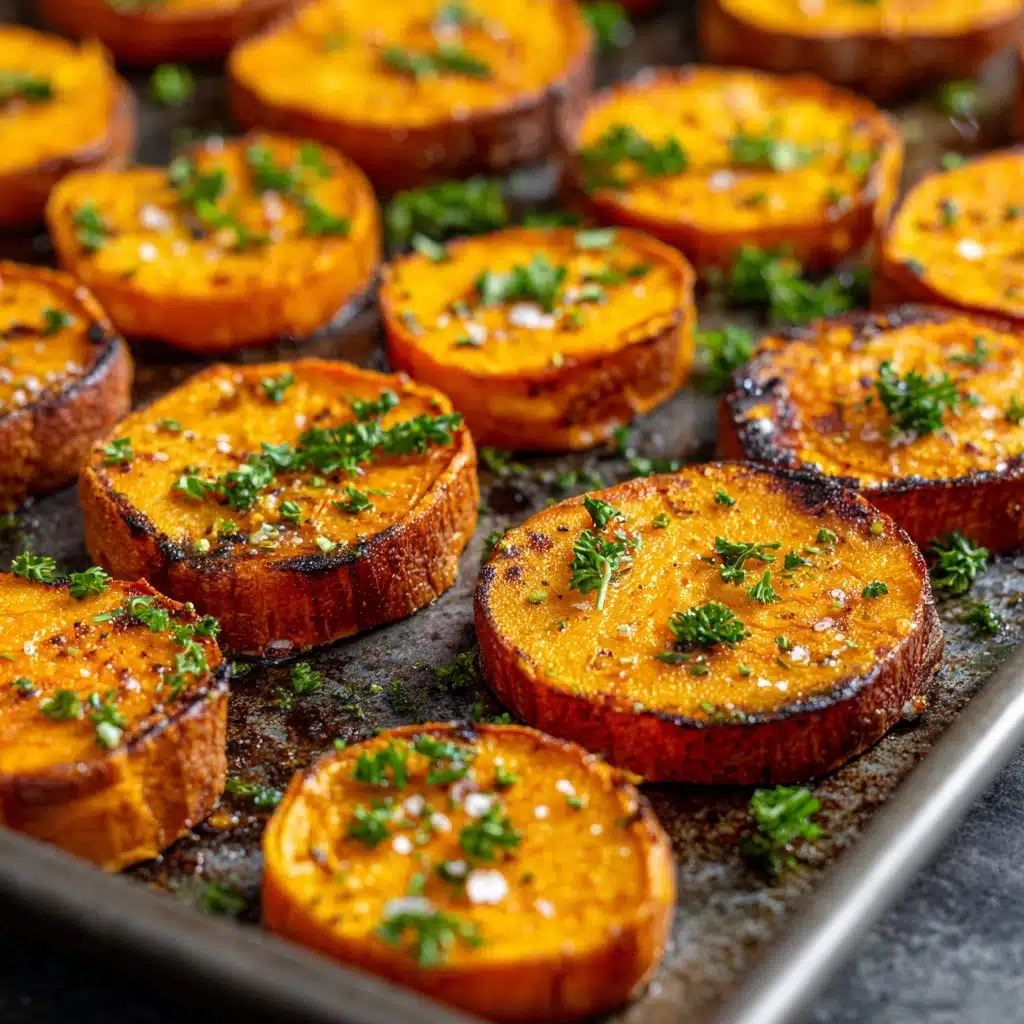 Garlic Butter Roasted Sweet Potatoes Recipe - Recipe Image