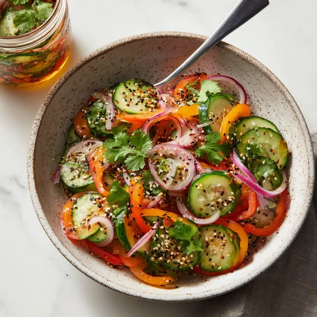 Pickled Cucumber, Onion, and Bell Pepper Salad Recipe - Recipe Image