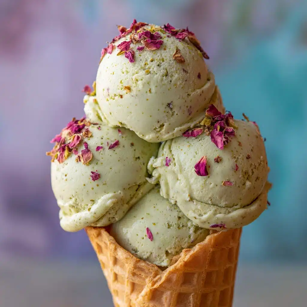 Homemade Rose and Green Pista Ice Cream Recipe - Recipe Image