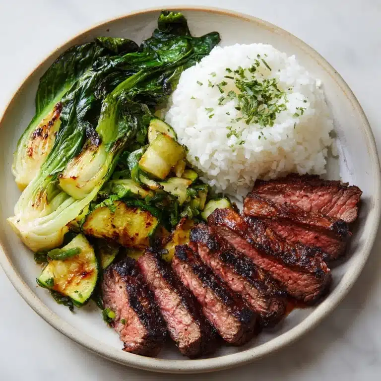 Herby Lemon Garlic Steak and Rice Recipe