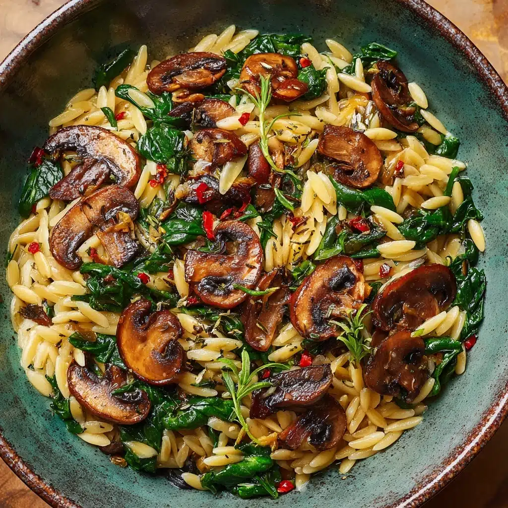 Creamy Spinach and Mushroom Orzo Recipe - Recipe Image