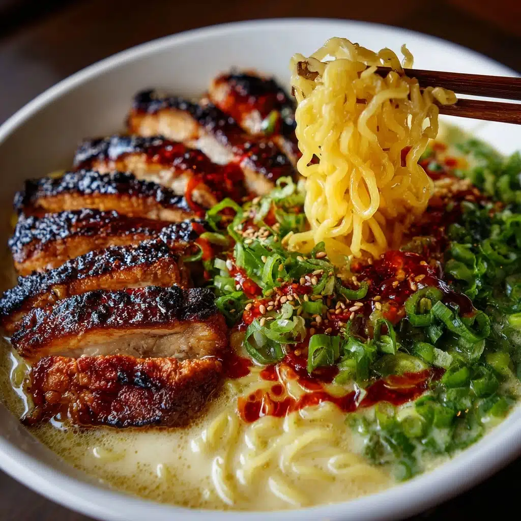 Fiery Chicken Ramen with Creamy Garlic Sauce Recipe - Recipe Image