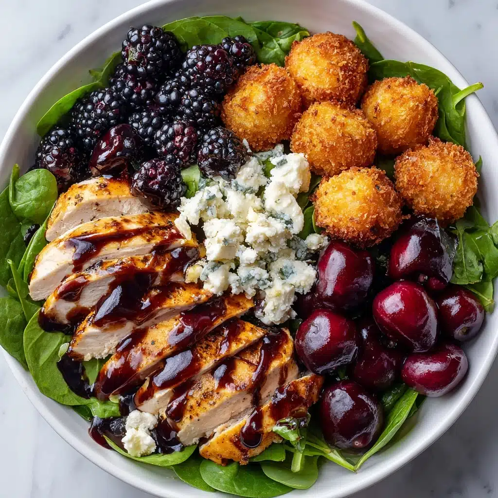 Blackberry Balsamic Grilled Chicken Salad with Crispy Fried Goat Cheese Recipe - Recipe Image