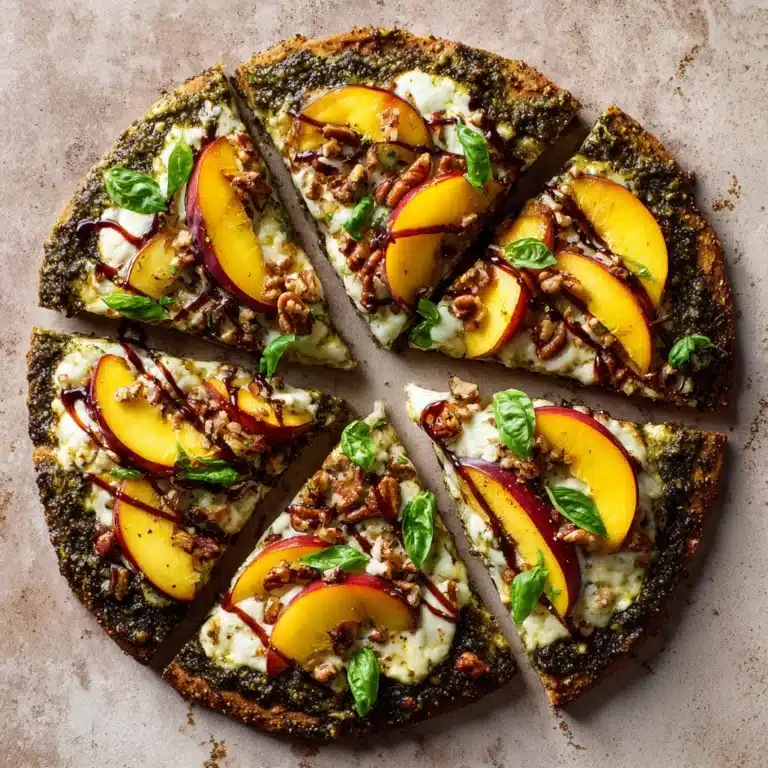 Toasted Walnut Pesto and Caramelized Nectarine Pizza with Spicy Balsamic Drizzle Recipe