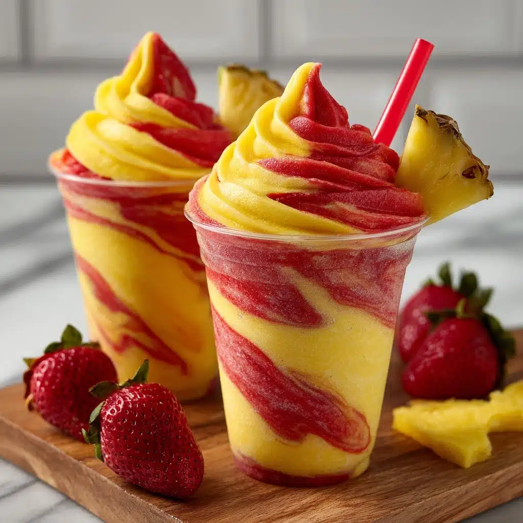 Fresh Pineapple Strawberry Swirled Slushies Recipe - Recipe Image
