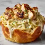 Chicken Alfredo Garlic Bread Bowls Recipe