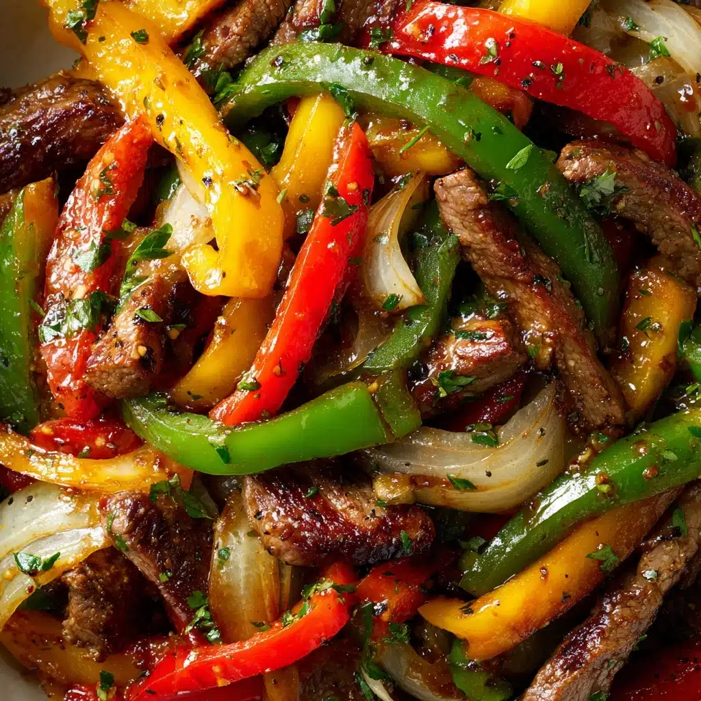 Pepper Steak with Bell Peppers and Onion Recipe - Recipe Image