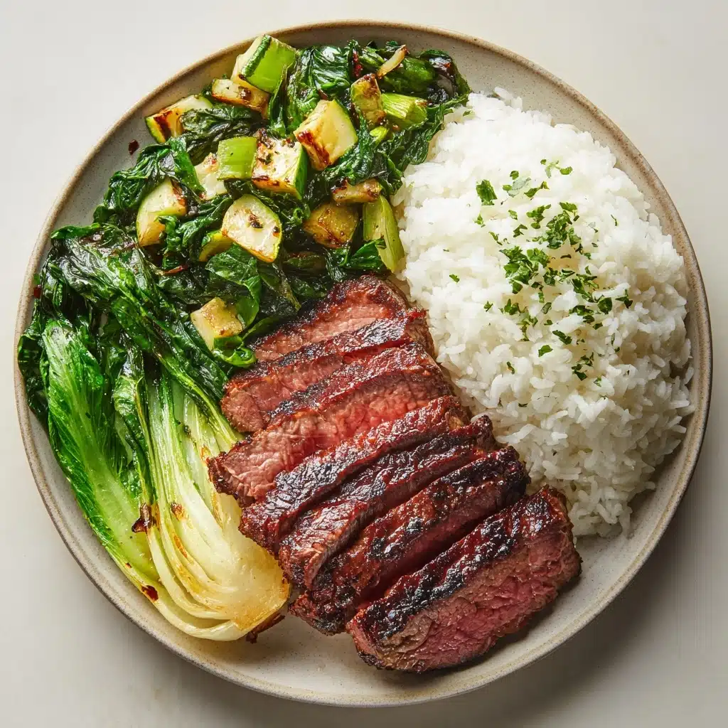 Herby Lemon Garlic Steak and Rice Recipe - Recipe Image