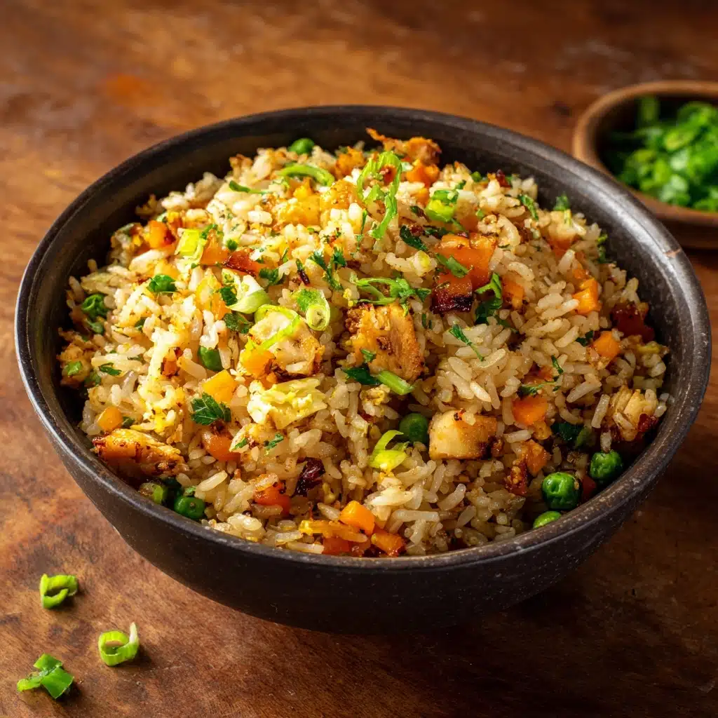 High-Protein Crispy Garlic Chicken Fried Rice Recipe - Recipe Image