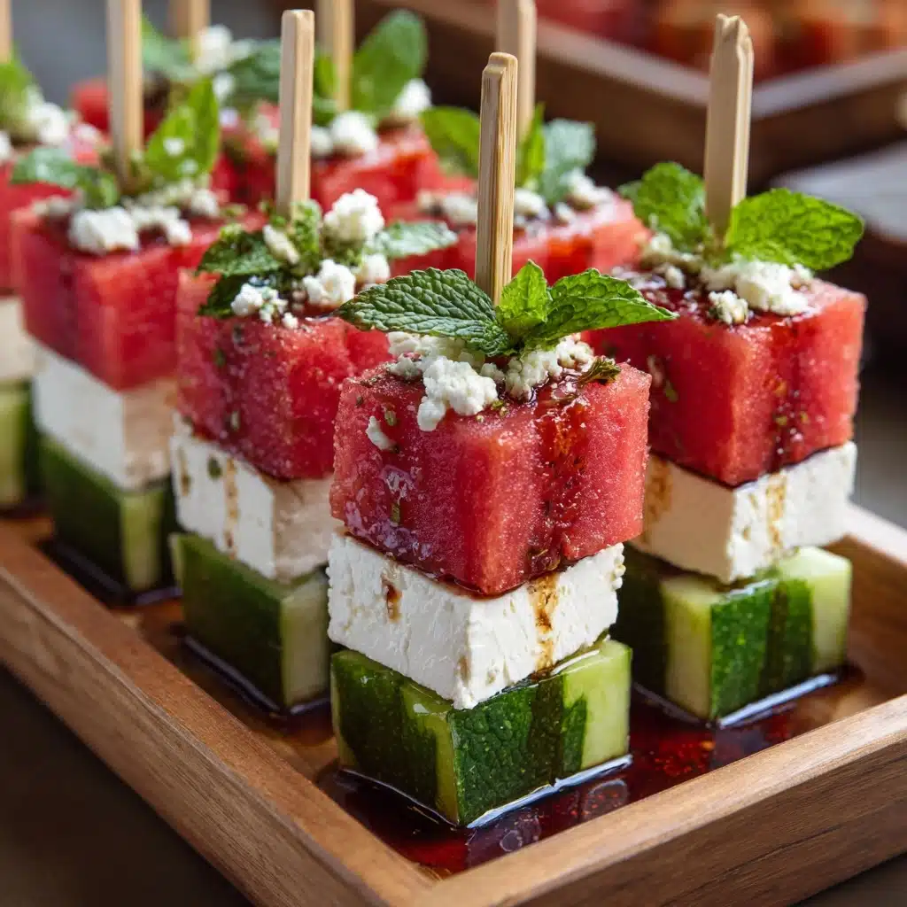 Watermelon Cucumber Feta Skewers: The Best 10-Minute Appetizer Recipe - Recipe Image