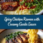 Fiery Chicken Ramen with Creamy Garlic Sauce Recipe