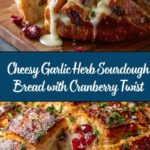 Garlic Herb Sourdough Bread Stuffed with Brie & Cranberry Recipe