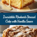Rhubarb Streusel Cake with Warm Vanilla Sauce Recipe