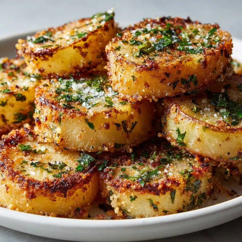 Crispy Garlic Parmesan Crusted Potatoes Recipe - Recipe Image