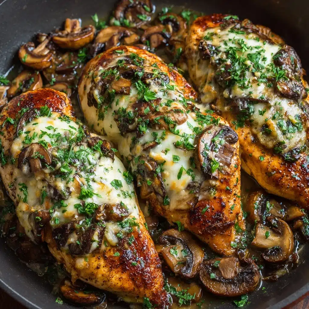 Cheesy Garlic Butter Mushroom Stuffed Chicken Recipe - Recipe Image