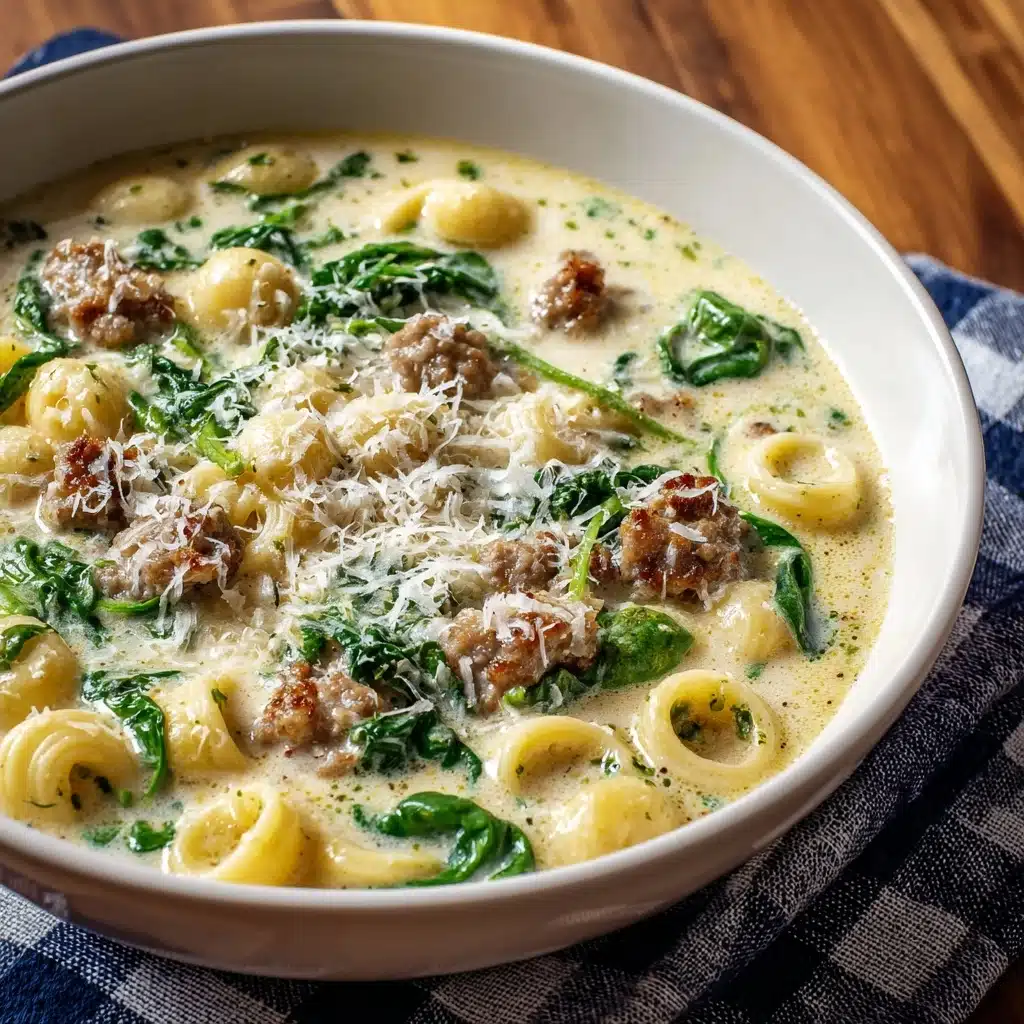 Creamy Parmesan Italian Sausage Ditalini Soup Recipe - Recipe Image