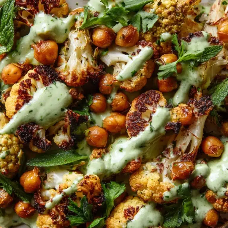 Roasted Cauliflower and Chickpeas with Herby Tahini Recipe