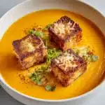 Spicy Pumpkin Soup with Grilled Cheese Croutons Recipe