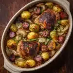 Roast Chicken, Sausage, and Potato Tray Roast Recipe