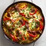 One Pan Steak Fajita and Rice Skillet Recipe