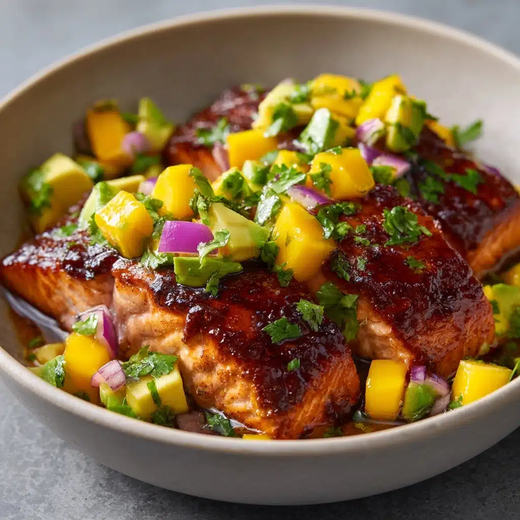 BBQ Salmon with Mango Avocado Salsa Recipe - Recipe Image