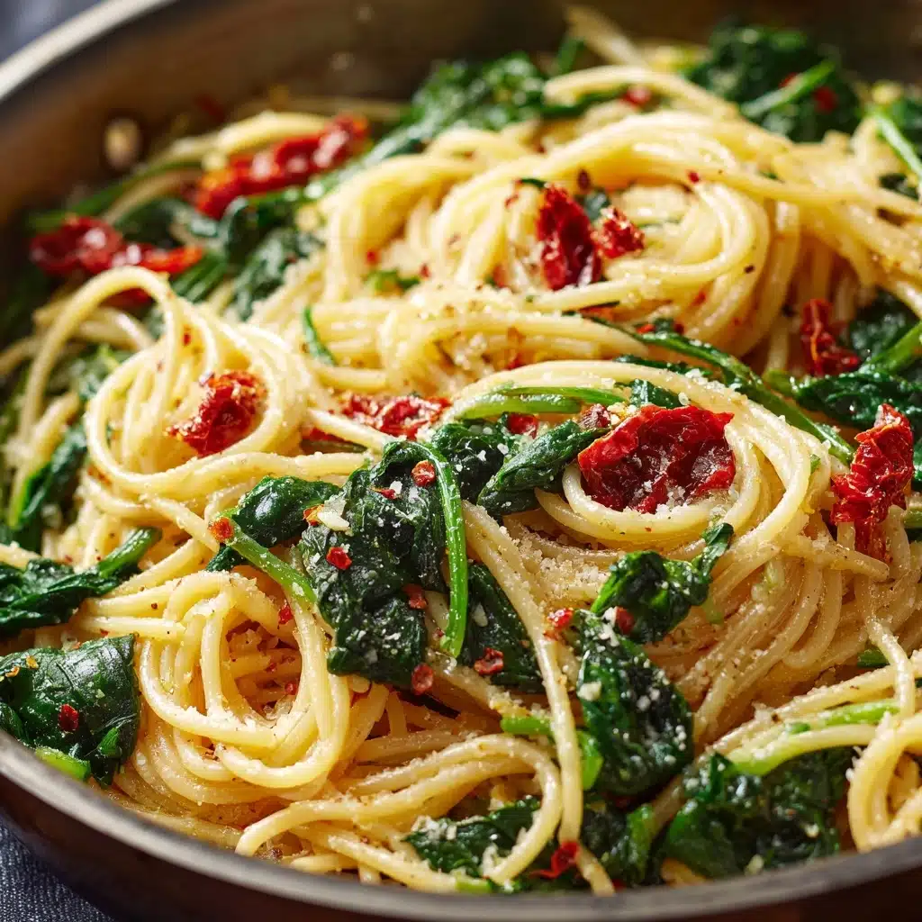 Spaghetti & Spinach with Sun-Dried Tomato Cream Sauce Recipe - Recipe Image
