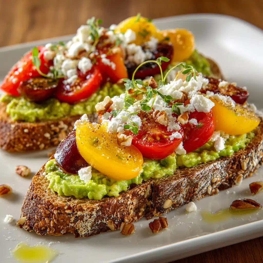 Avocado Toast with Feta Cheese, Cherry Tomatoes, Cranberries, and Walnuts Recipe