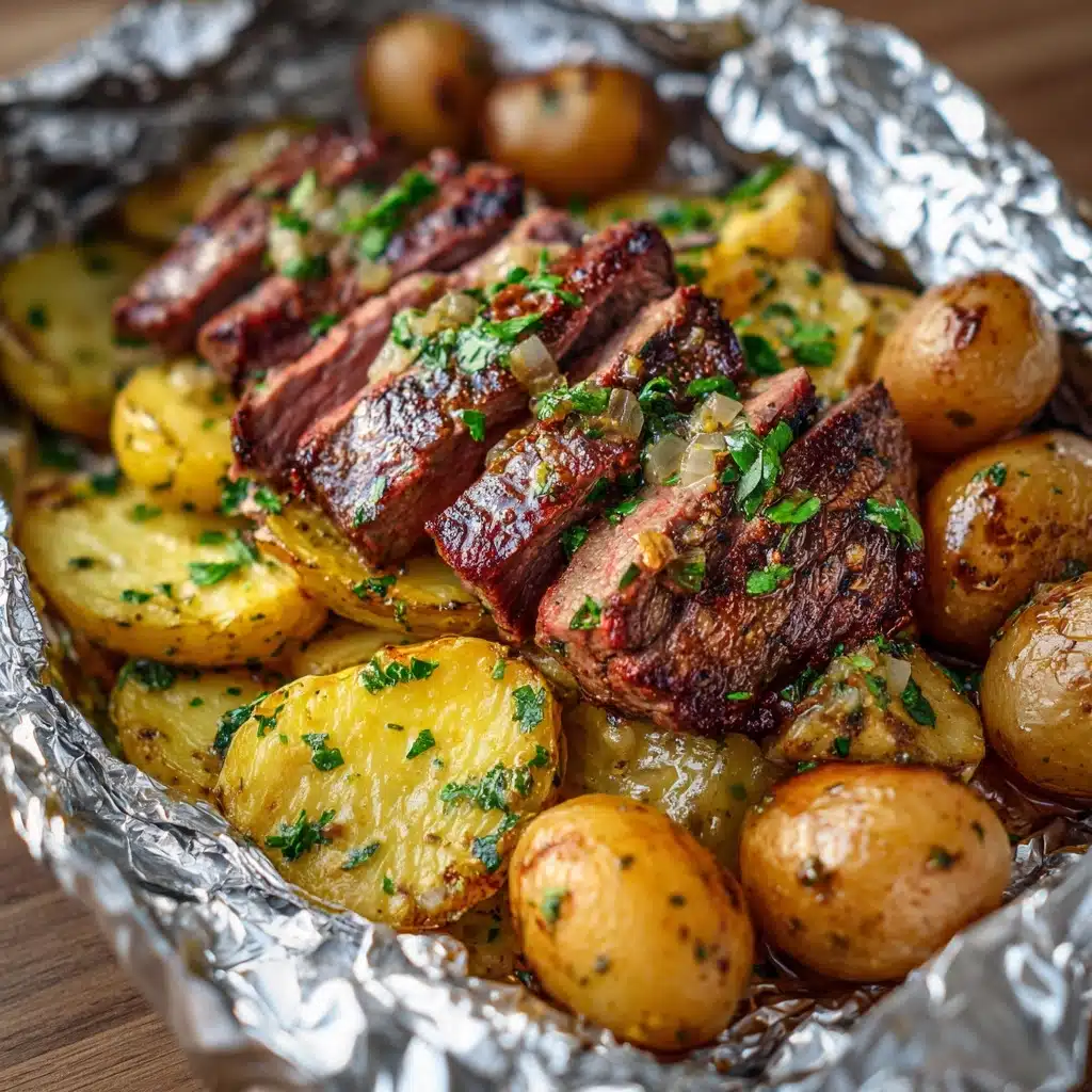 Garlic Butter Steak and Potato Foil Packets Recipe