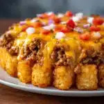 Cheesy Tater Tot Casserole with Ground Beef and Rotel Recipe